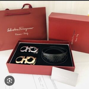Salvatore Ferragamo Gancini Switch Belt Set - 2 Buckles (Gold & Silver)